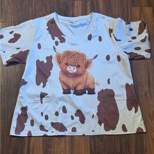 Source Unknown Brown and White Cow Print Tunic